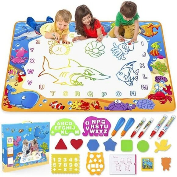Water Doodle Mat Kids Painting Writing Color Doodle Drawing Mat Toy Magic Pens - Picture 7 of 7